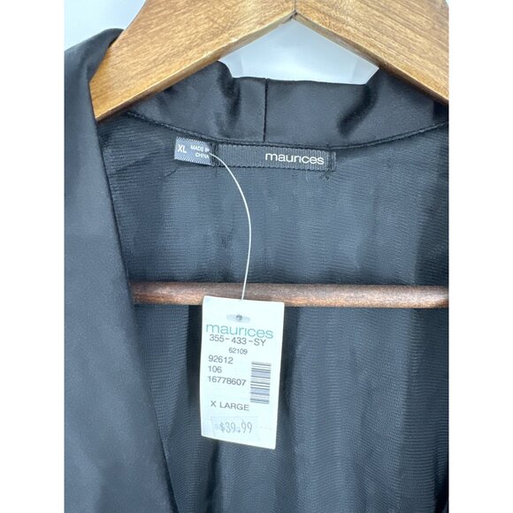 Maurices Long Sleeve Satin Lapel Lace Overlay Hook and Eye Close Blazer Sz XL - Picture 3 of 9